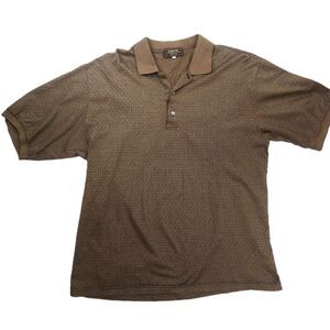 Vintage Marcus Neimann Marcus Men's Polo Shirt L Brass Brown Made in Italy 1990s